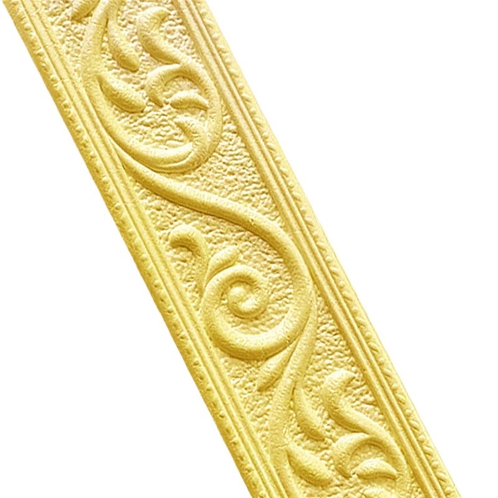 Yxinaer Golden 230Cm Dado Rail Self Adhesive Foam Wall Stickers Self Adhesive Waterproof Baseboard Wallpaper Border Sticker Living Room Bedroom Home Decorations(Golden 230Cm)