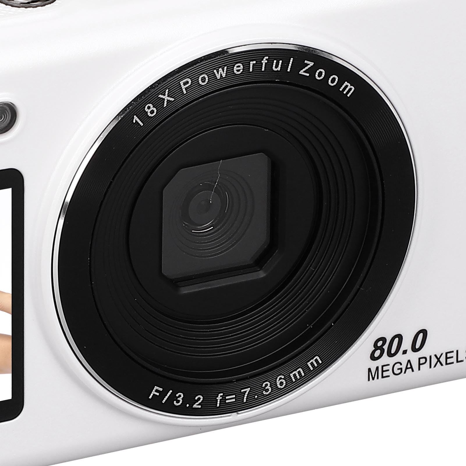 Generic Aparat Cyfrowy WiFi, 18 -krotny Zoom 5K 80MP Flash Cyfrowa Kamera Cyfrowa do Transmisji na żywo (WHITE)