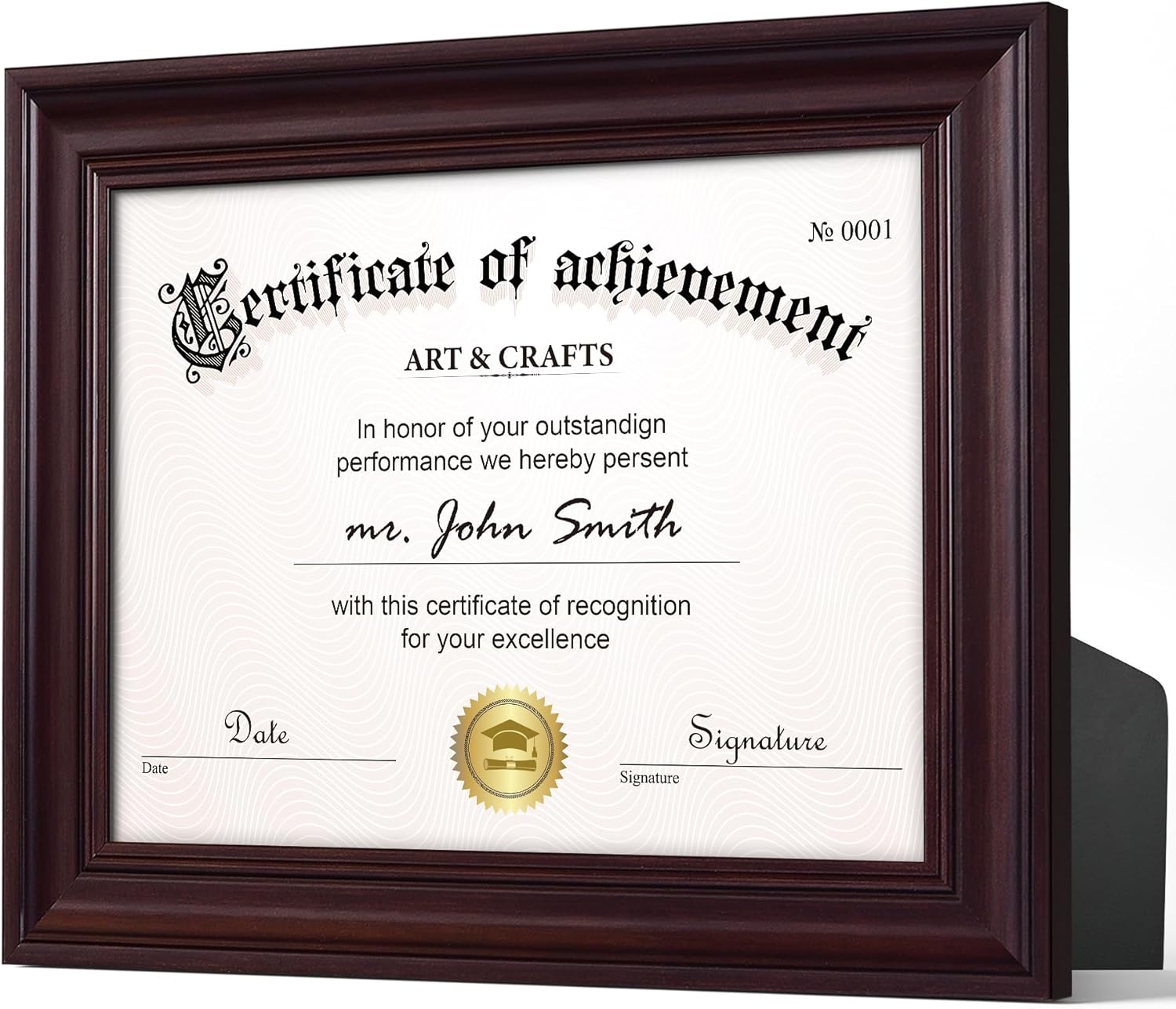 Yaetm 8.5x11 Diploma Frame, Document Frame with Shatter-Resistant Tempered Glass, Display 8.5 x 11 inch Certificate, Tabletop & Wall Mount (4 Pack, Brown)