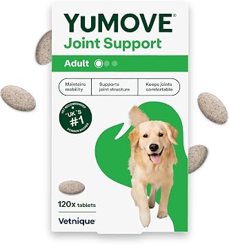 YuMOVE Joint Supplement for Dogs, Higher Strength for Joint Care, Essential Dog Hip and Joint Support for Adult Dogs Aged 6 to 8, 120 Tablets - Eco Friendly and Letter Box Ready Packaging