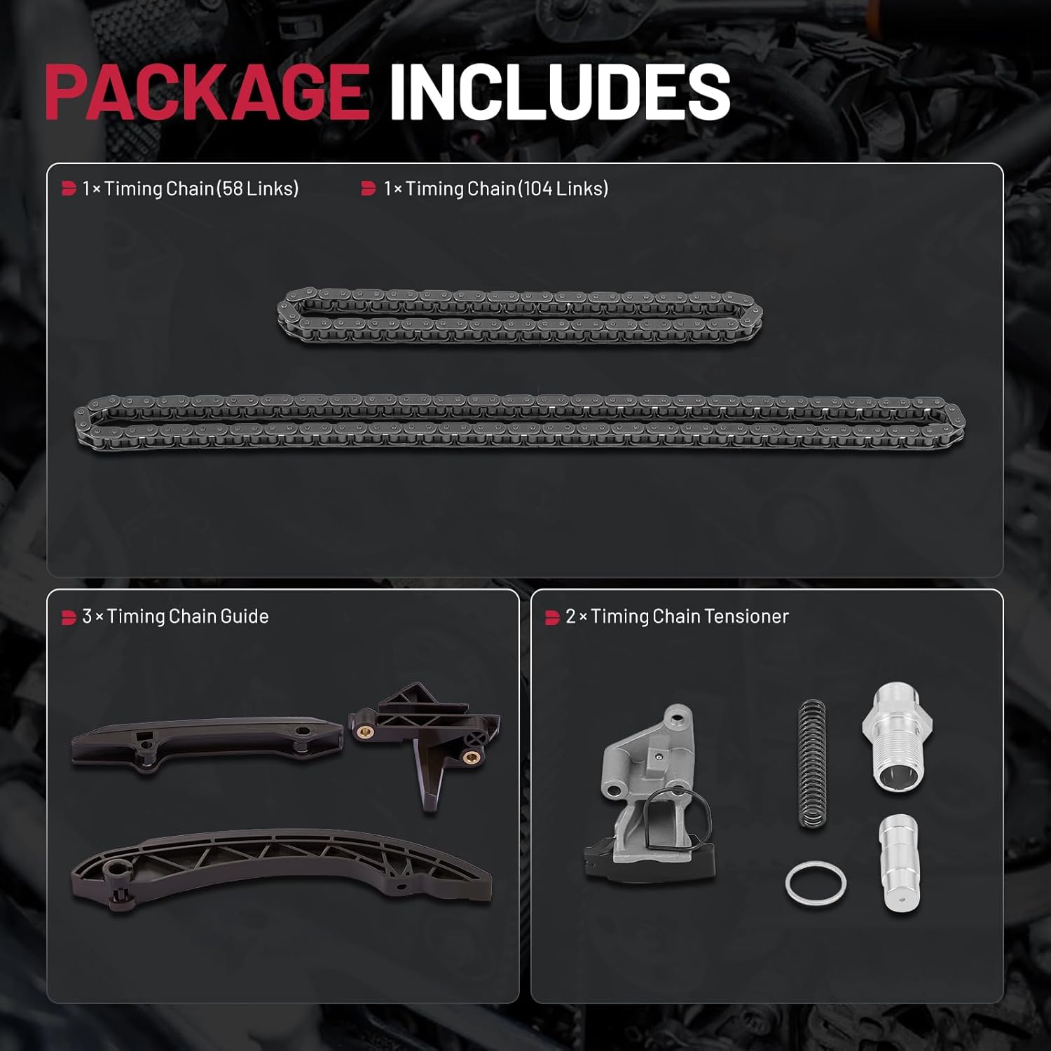 BDFHYK Engine Timing Chain Kit with Tensioner Compatible with BMW 1997-2006 X3 X5 Z3 Z4 M3 323Ci 325Ci 328Ci 330Ci 325xi 330xi 323i 325i 328i 330i 525i 528i 530i for 2.5L 2.8L 3.0L 3.2L L6 Engines