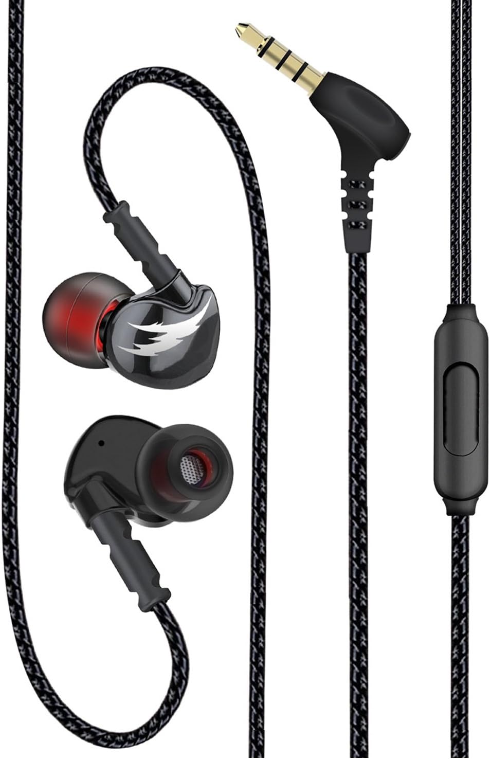 VPB V2 Over Ear In Ear Noise Isolating Sweatproof Sport Headphones Earbuds Earphones with Remote and Mic Earhook Wired Stereo Workout for Running Jogging Gym （Black） (Black one)