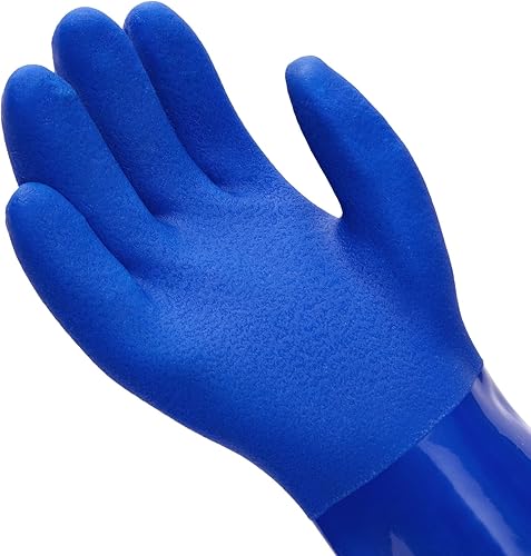 Miniatura 6 de 2 pares de guantes de goma para limpieza del hogar para lavar platos en la cocina, forrados de algodón (azul)