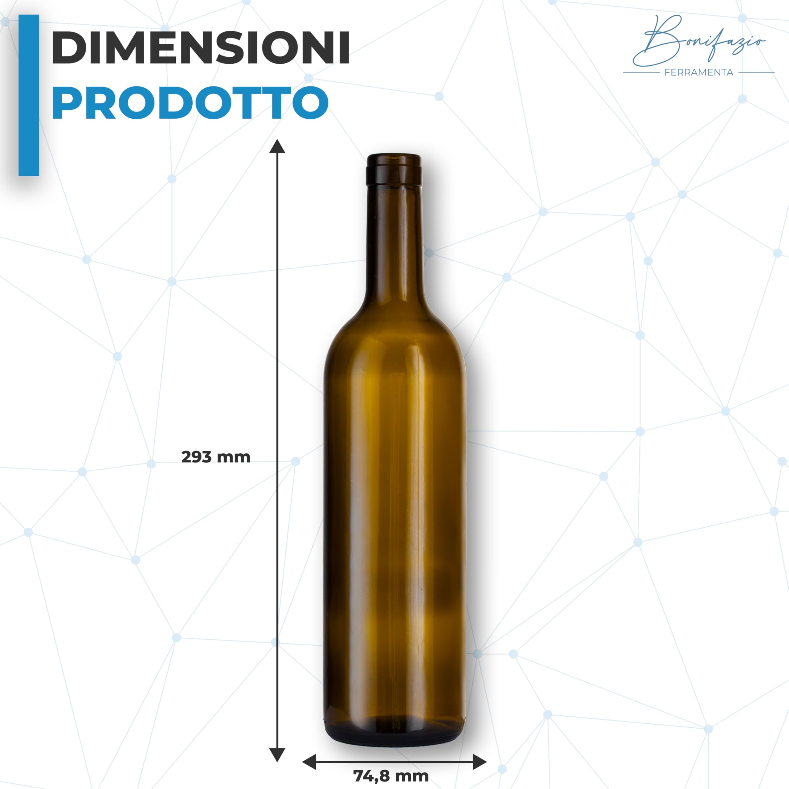 60 Bottiglie Bordolese Colore Uvag per Vino (750ml) Bottiglie per Amari Pregiati in Vetro