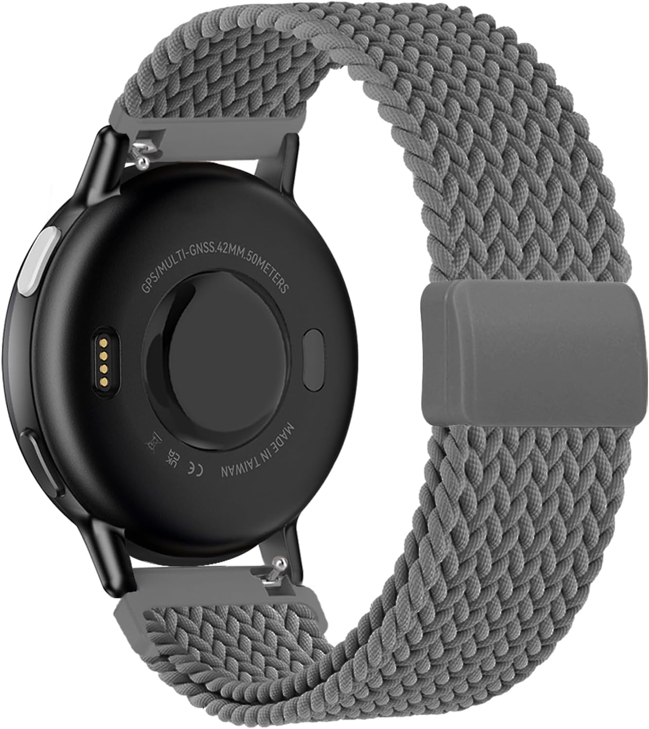 20mm Magnetic Braided Nylon Band Compatible with Garmin Vivoactive 6/Vivoactive 5/3/3 Music, Elastic Loop Soft Stretchy Wristband Strap for Venu Sq 2/Venu 2 Plus & Forerunner 165/55/245/645 image 2