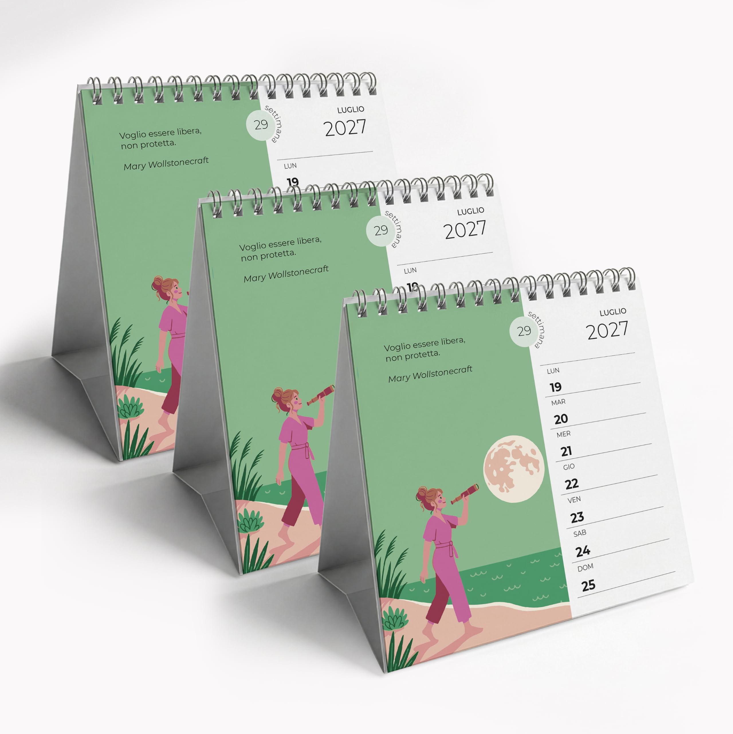 Q&B Grafiche Wochenkalender 2027 Frauen für den Schreibtisch | Tischkalender mit Spirale | Wochenplaner, Motivation und Geschenkidee für Büro und Zuhause (2027 | 3 Stück)