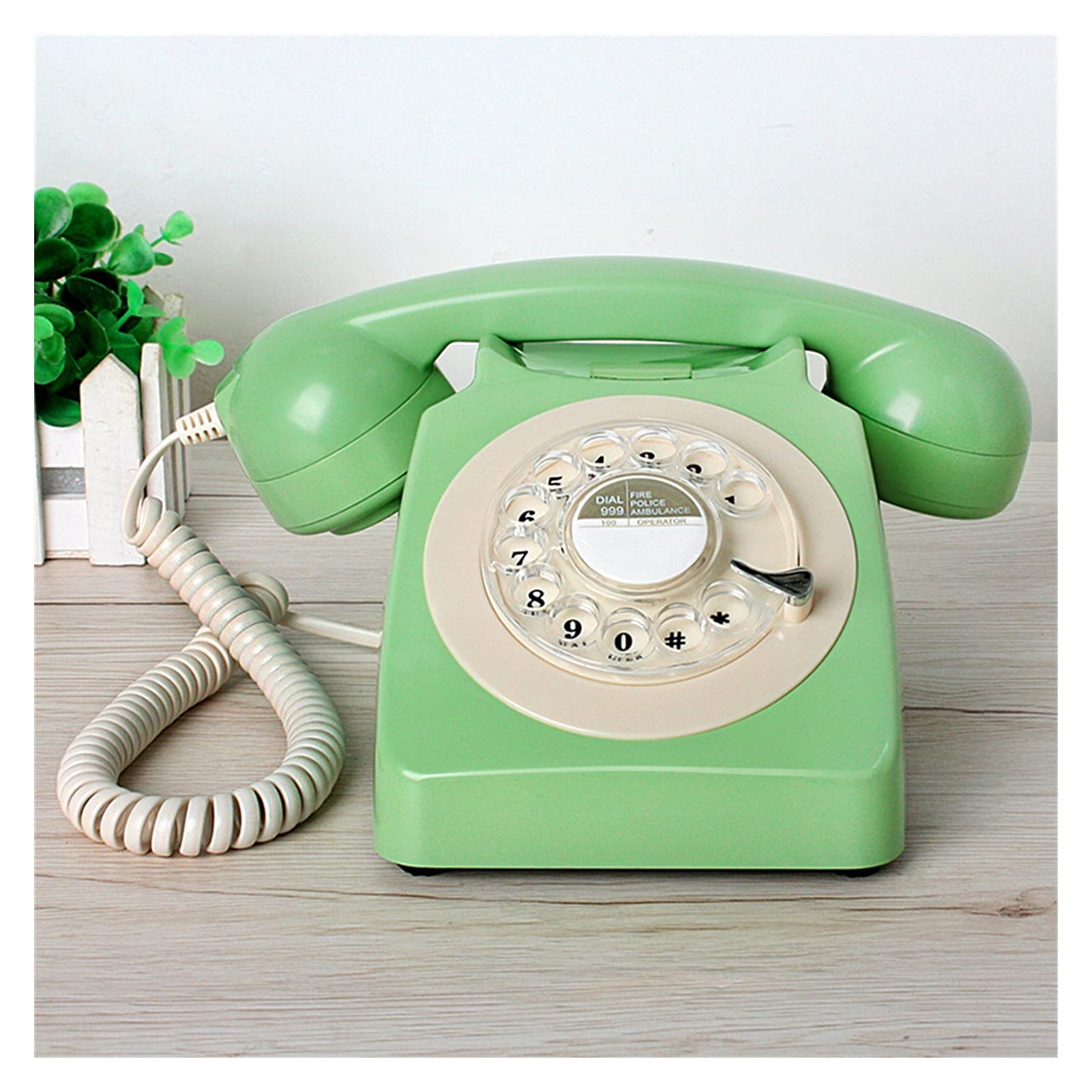 Telefono con filo stile vintage, telefono fisso, retrò, vecchio stile, con quadrante rotativo, telefono domestico, con suoneria meccanica ed elettronica, stile anni '60, retrò, vecchio stile, con qu