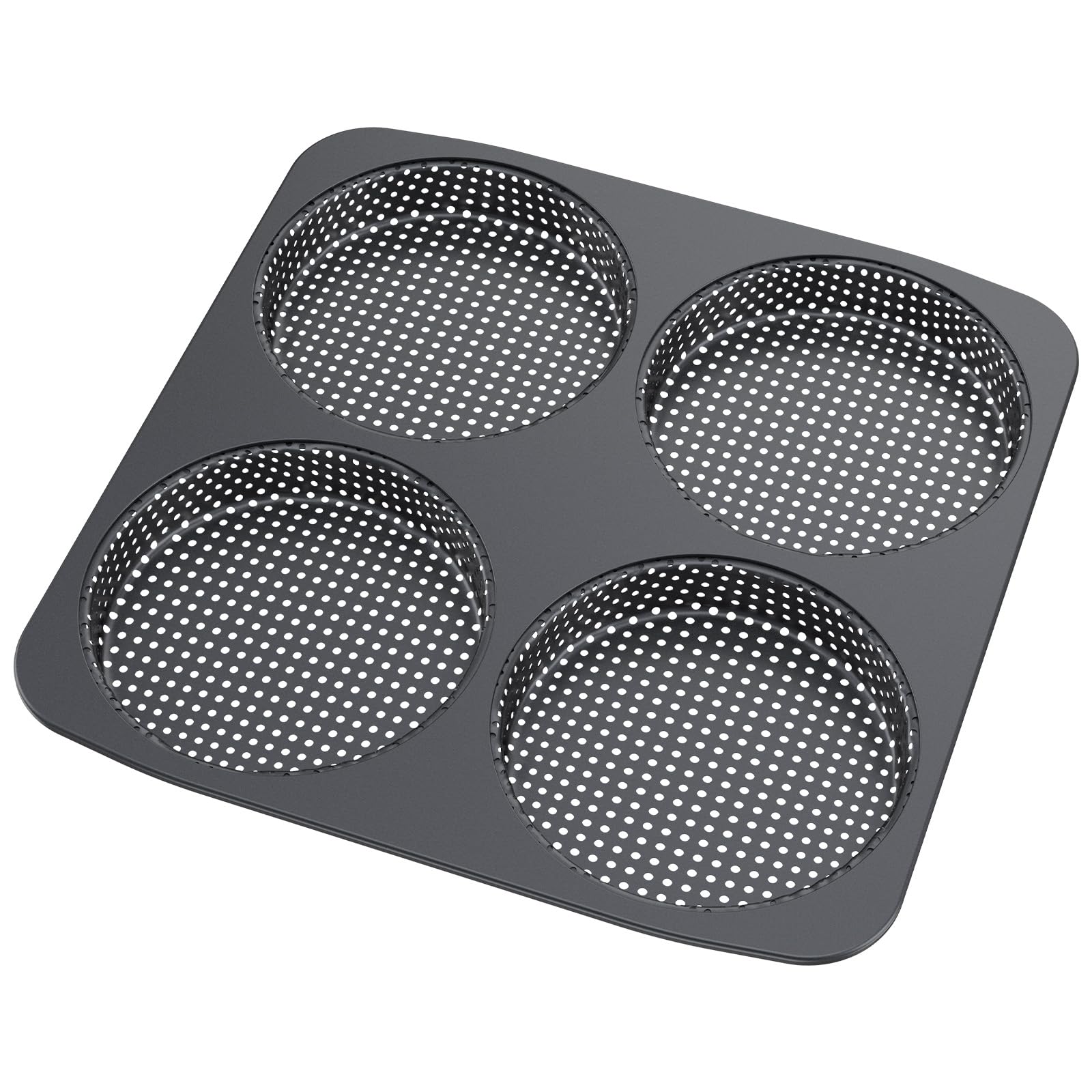 Burger Buns - Stampo da forno perforato per hamburger Buns in acciaio al carbonio, 4 teglie resistenti al calore fino a 450 °C, risultati di cottura perfetti grazie al rivestimento