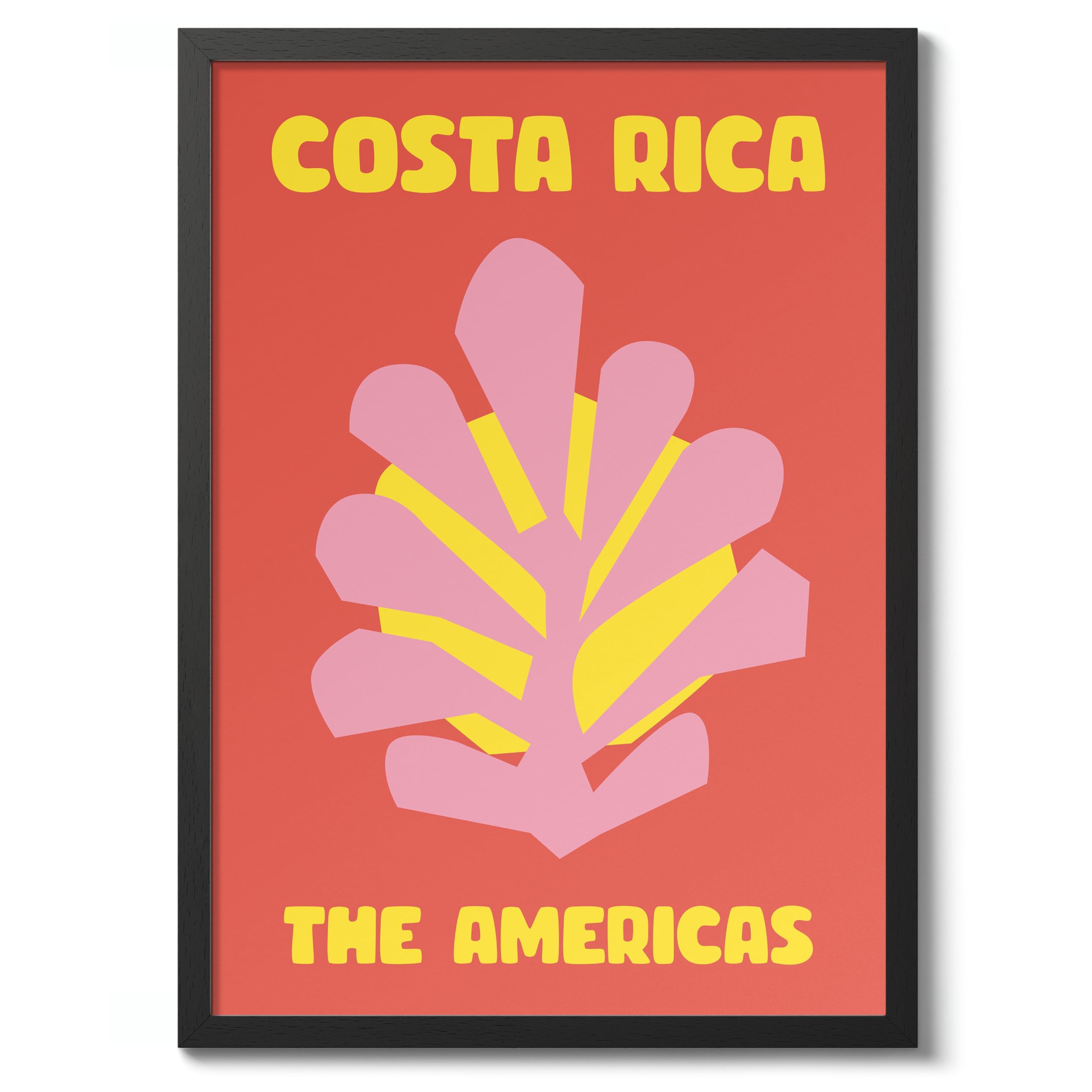 Costa Rica Travel Poster, Colourful Abstract Preppy Minimalist Room Decor Wall Art Print, Archival Matte, A3 (Black Frame) - 42x29.7cm — image 1