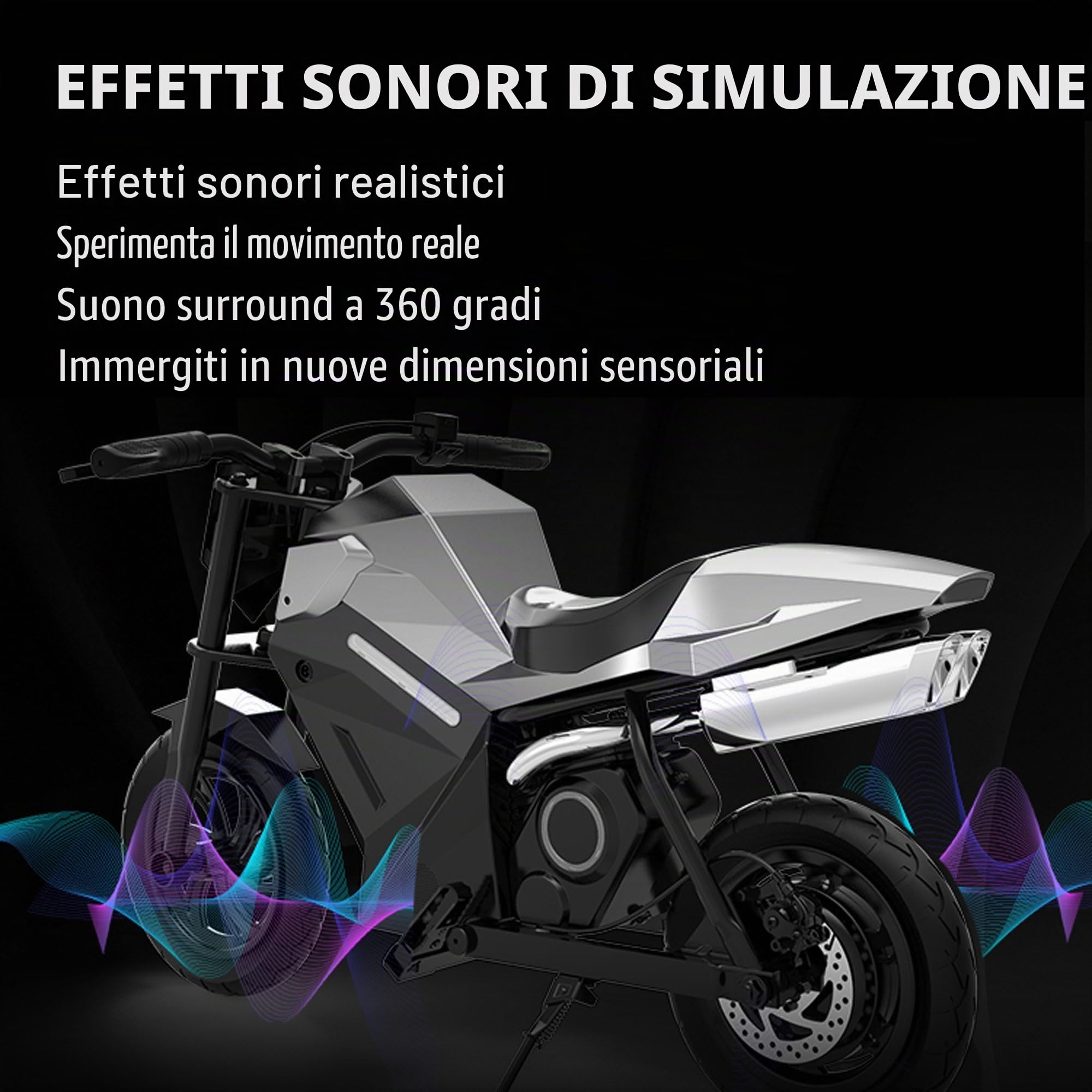 APTUM ADV250 Moto Elettrica per Bambini 8-10 Anni | Motocicletta elettrica con Motore 250/350W, 3 Velocità 8/13/16 km/h, Autonomia 15 km, Pneumatici 12,5”, Suoni Reali ed Effetto Nebbia