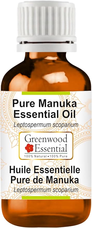 Greenwood Essential Manuka Essential Oil Leptospermum scoparium Pure | Non-Sticky | Non-Greasy | Lightweight | Men & Women | All Skin Types | Steam Distilled 50ml 1.69 oz