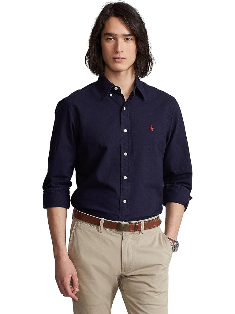 Navy Polo Ralph Lauren Classic Fit Garment Dyed Oxford Shirt