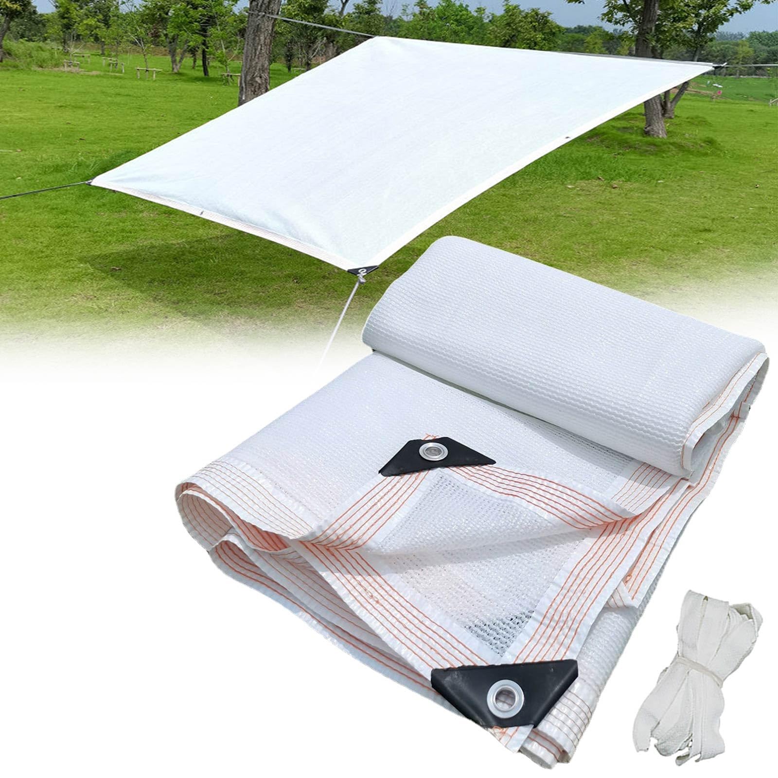 Malla de Sombra 60% blanca con ojales para protección exterior en jardín o invernadero de 10x16m