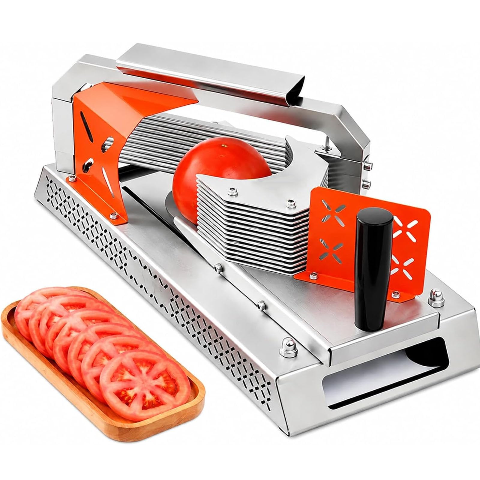 Manueller Tomatenschneider, 4,5 Mm Gleichmäßige Scheiben, Edelstahl-druckschneider, Abnehmbar Und Abwaschbar, Mit Führungsschienen Und Klingen, Für Tomaten, Bananen Und Kiwis, Für Restaurants Und
