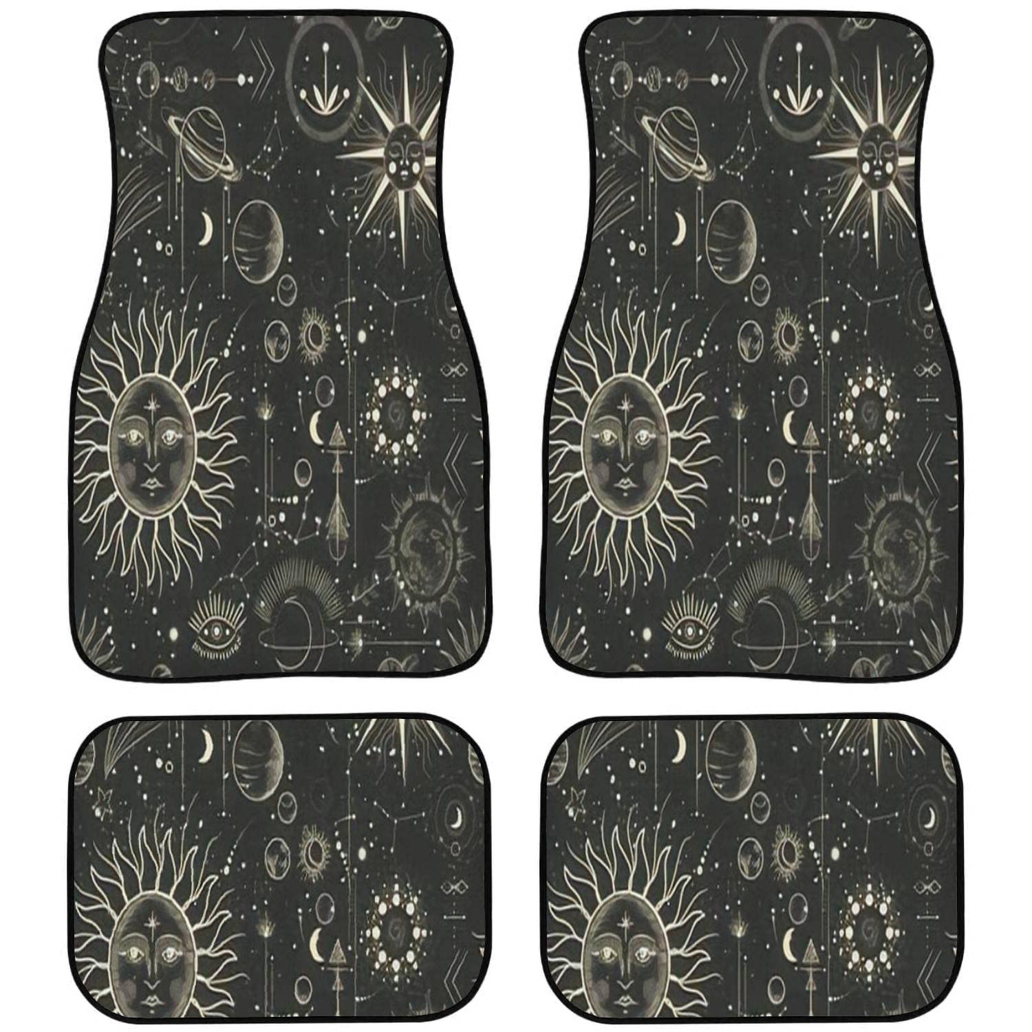 Universali Tappetini Auto, Luna Diverse Fasi Dell'Attività Al Chiaro Di Luna In Vintage Tappetino Per Auto Resistente Tappetini In Gomma Compatibili Tappetini Compatibili Per Camion Auto Veicolo