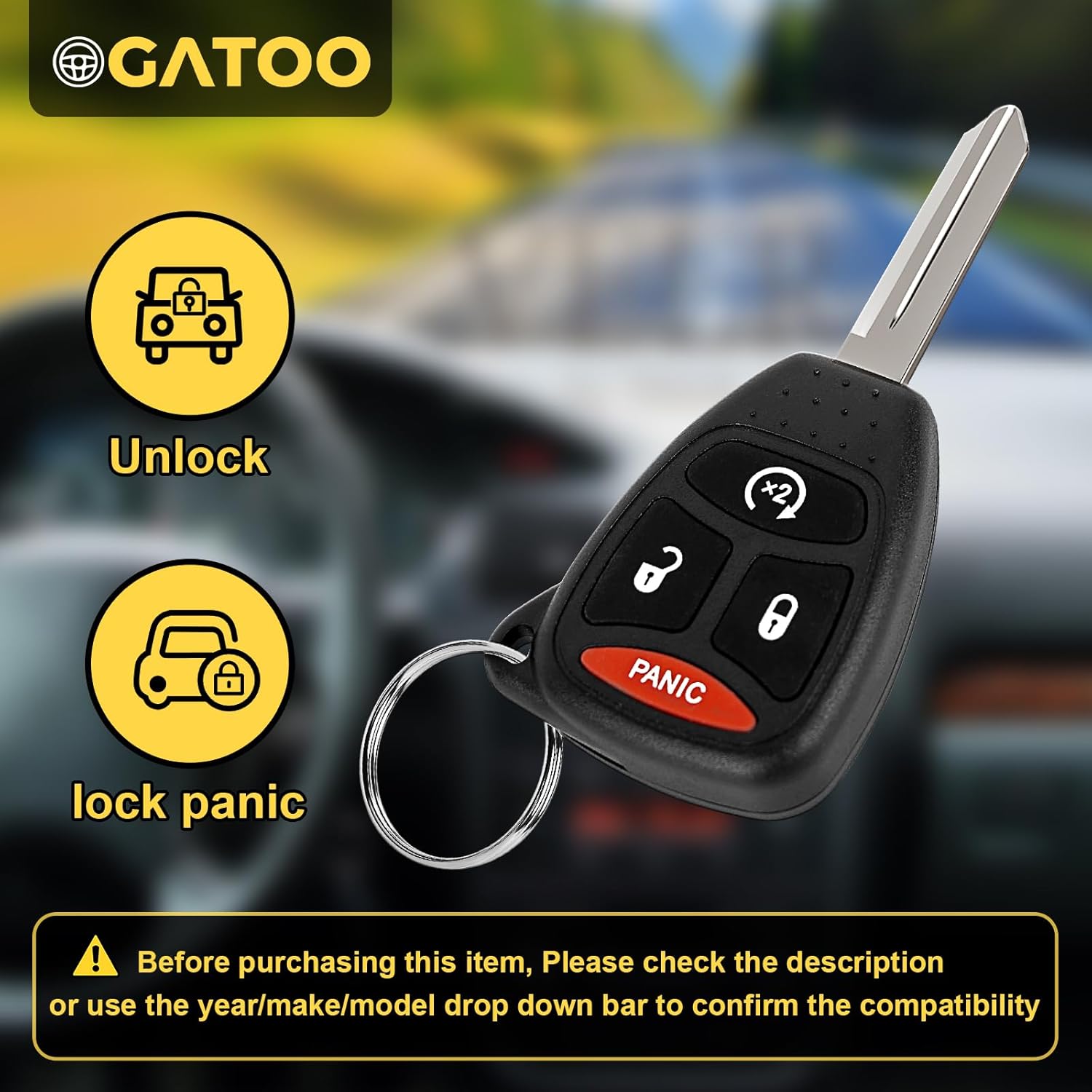 Key Fob Replacement Fit for Dodge Caliber Charger Durango Magnum Nitro Ram Dakota Avenger Chrysler 200 300 Aspen Sebring Grand Cherokee 05 2006 2007 2008 2009 2010 2011 2012 2013 14 Replaces KOBDT04A - Image 2