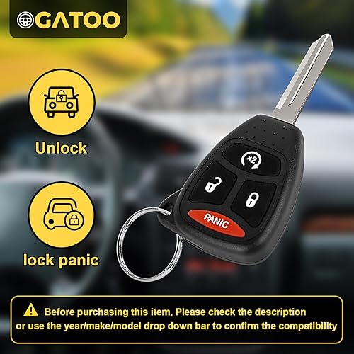 Miniatura 2 de Llavero de repuesto para Dodge Caliber Charger Durango Magnum Nitro Ram Dakota Avenger Chrysler 200 300 Aspen Sebring Grand Cherokee 05 2006 2007