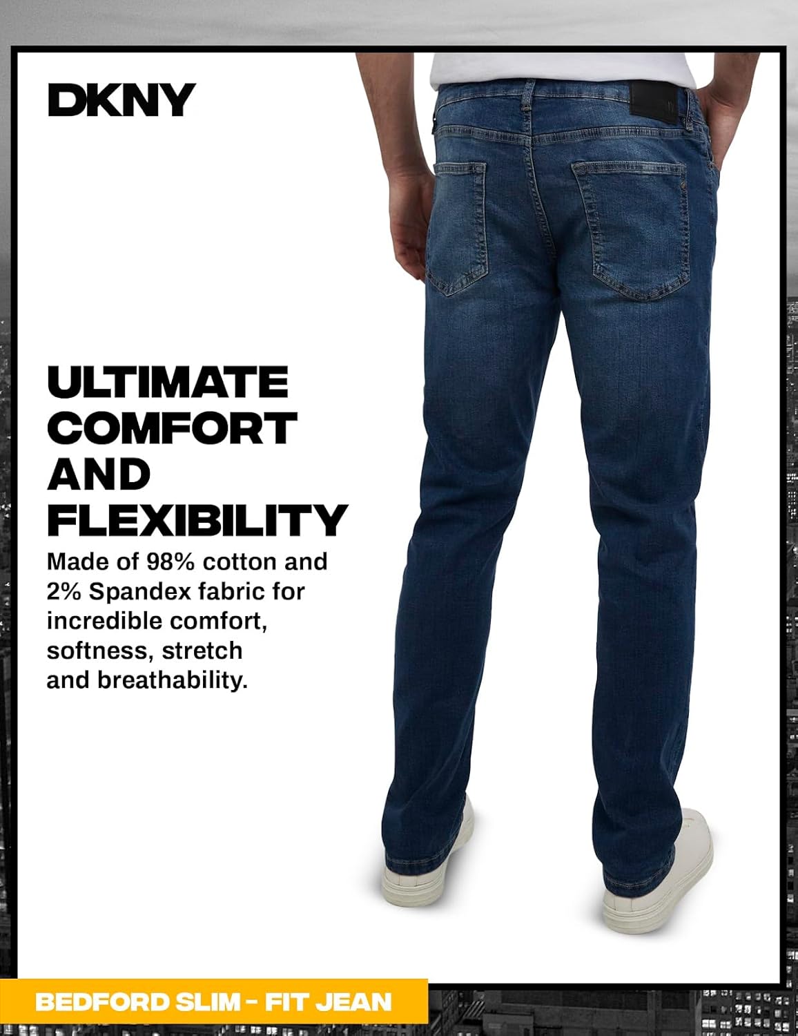 DKNY Bedford Slim Fit Jeans for Men - Tapered Leg Stretch Denim Pants, Classic 5-Pocket Styling | Mens Slim Fit Jeans - Image 4