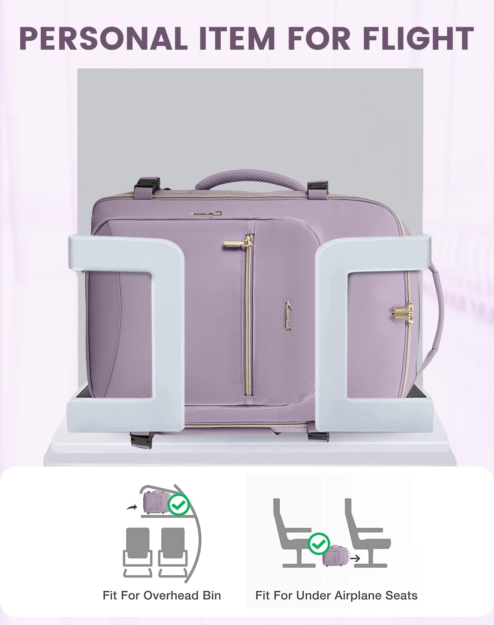 LOVEVOOK Zaino da Viaggio Aereo Bagaglio a Mano, Impermeabile Zaini Trolley Donna 40L Cabin Max per Ryanair Easyjet, Grande Zaino Porta PC 17 Pollici Valigia Borsa a Zainetto