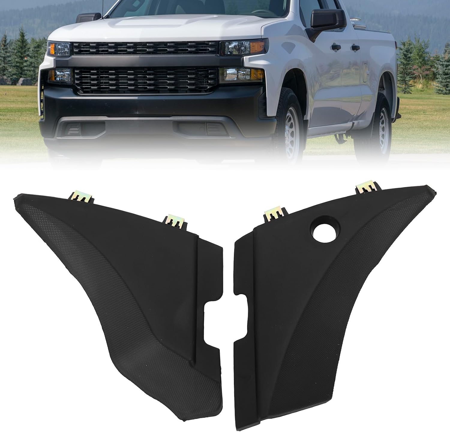 Windshield Wiper Cowl End Cap Panel Compatible with 2014-2019 Chevy Silverado 1500 2500 3500 & GMC Sierra, Left + Right Side Windshield Wiper Cowl Cover, Replacement for 23178017 22776513 (A Pair)