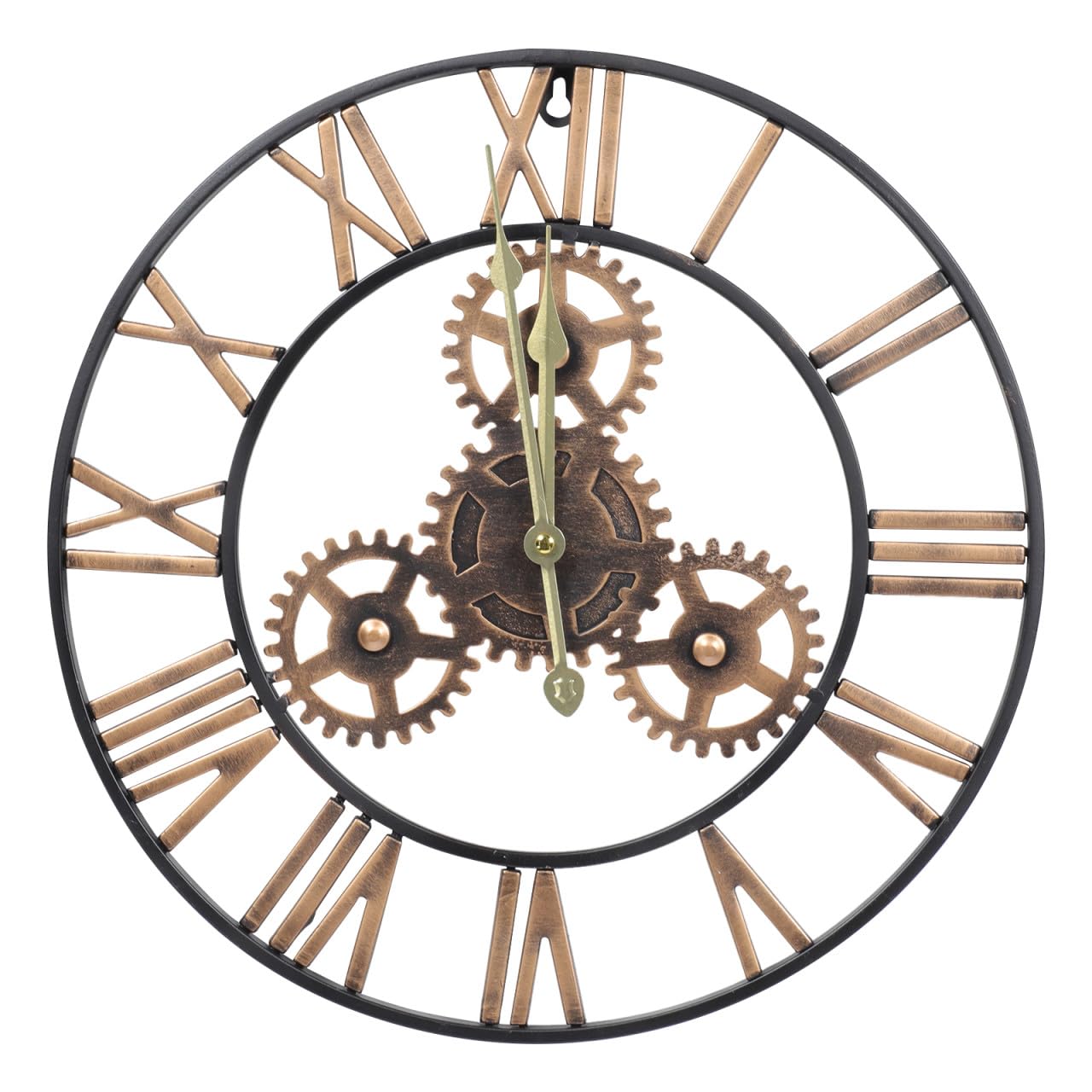Reloj de Pared Decorativo Estilo Industrial Americano, Reloj Colgante Redondo de Hierro para Salón y Oficina