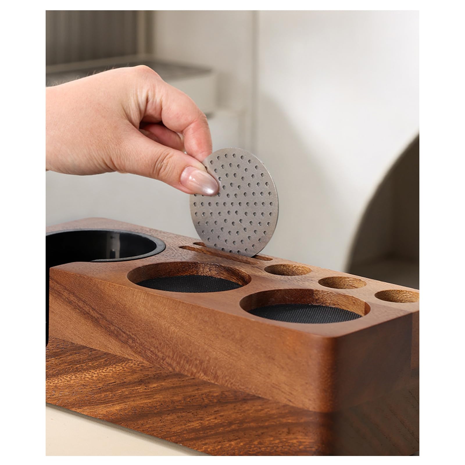 Benutzerfreundliches 58-mm-Kaffee-Presswerkzeug mit ergonomischem Holzgriff-Design, Café, Club-Ausrüstung, Kaffee-Zubehör, Holzstampfer