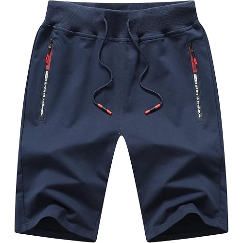 Tansozer Mens Athletic Shorts with Zip Pockets