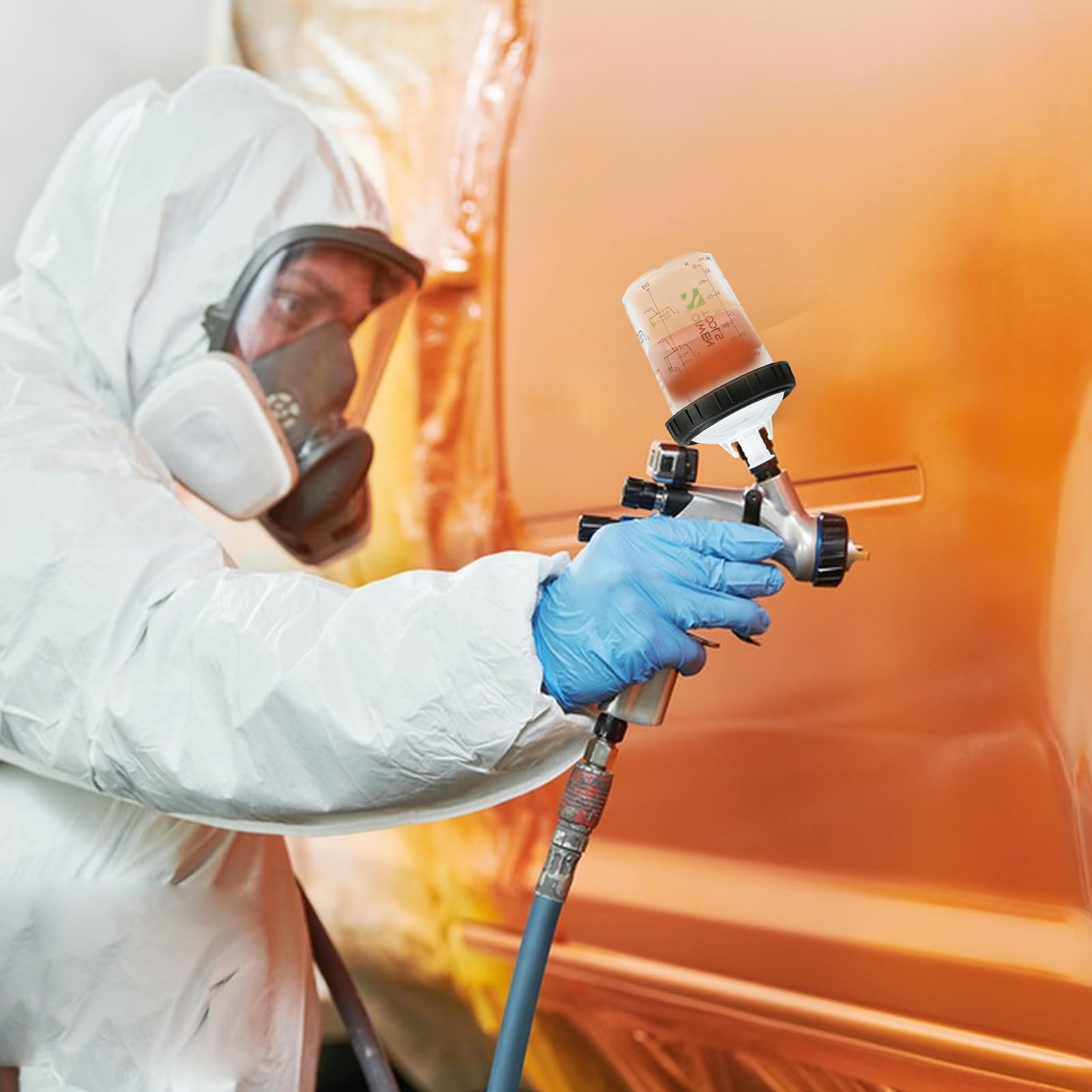 Generisch di miscelazione dei colori – materiale PP riutilizzabile, nessun lavaggio, set di tazze per pistola a spruzzo graduato, per la verniciatura auto | Set di tazze colorate per