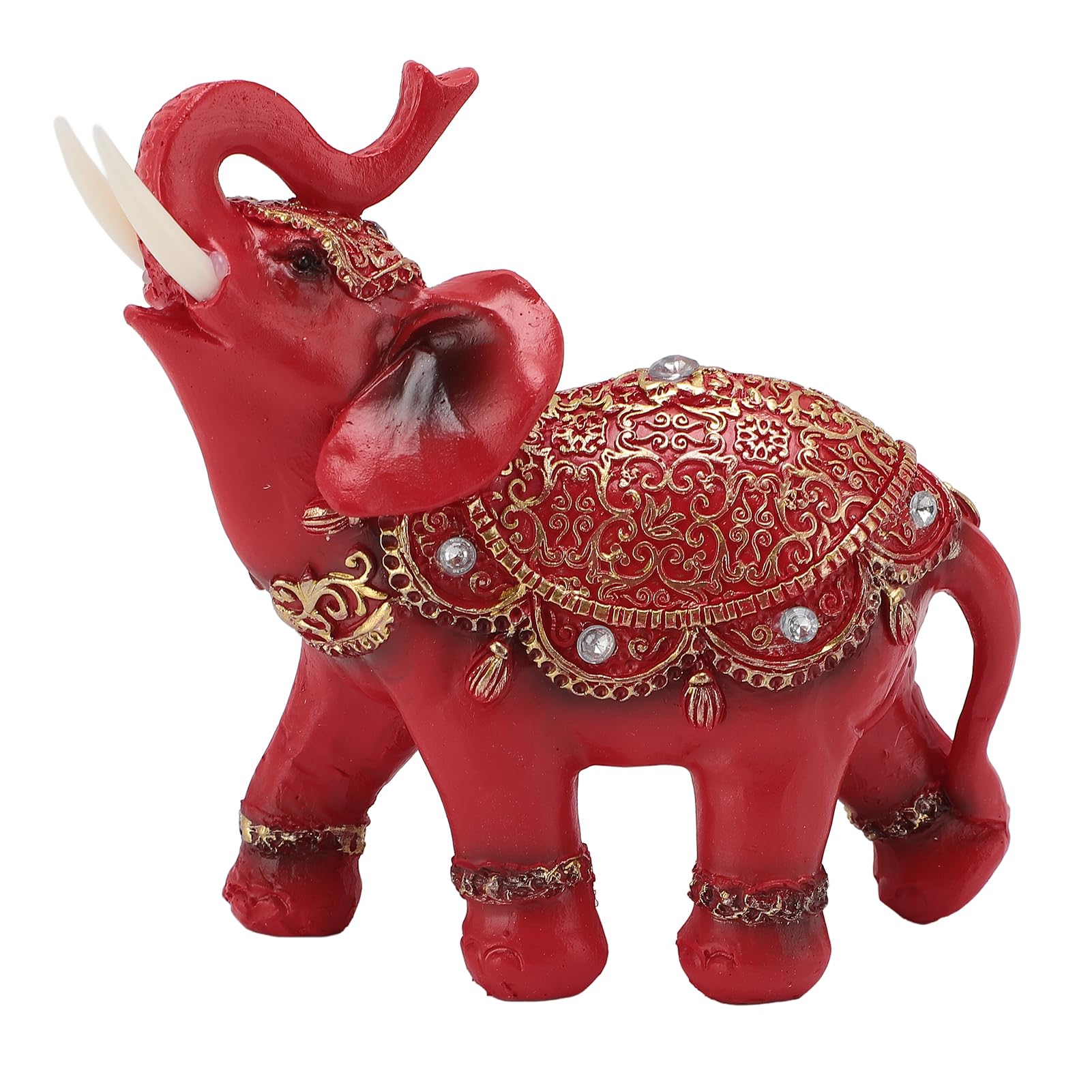 Luocute Elephant Statue, Wealth Lucky Elephant Figurine, Home Decor, Resin Handmade Animal Sculpture, Friends and Family, for Living Room, Office, Shelf, Good Luck Decor (S)
