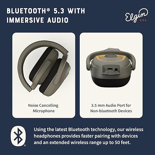 Miniatura 6 de Elgin Rampage Auriculares Bluetooth de protección auditiva, cumplen con OSHA, 25 dB NRR, micrófono con cancelación de ruido, batería de más de 40