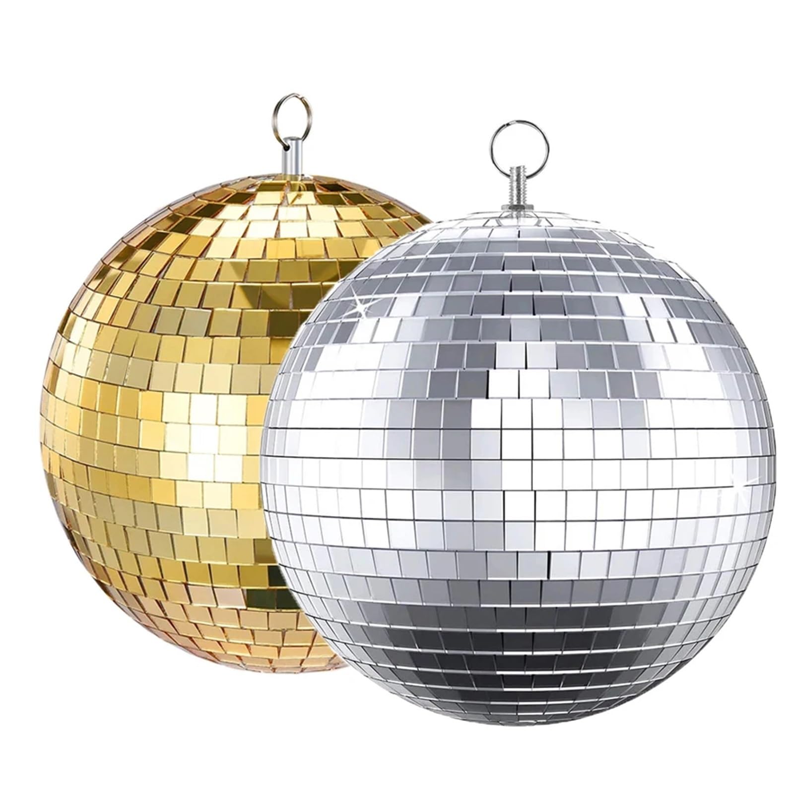 Dekoracja imprezowa lustrzanej kuli dyskotekowej, Lustrzana kula dyskotekowa 2 szt. Wielokolorowa 25 cm 10 cali(1*Gold and 1*Silver)