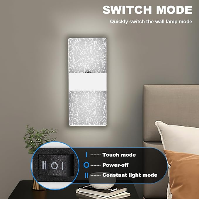 BOBOPAI LED Wandlamp Touch Bediening, USB Oplaadbare Batterij Wandverlichting, 2 Modi, Wit Draadloze Magnetische Installatie, 3W Moderne Binnen Wandlamp Met Schakelaar, 6500K Instelbare Helderheid 2-pack photo 3