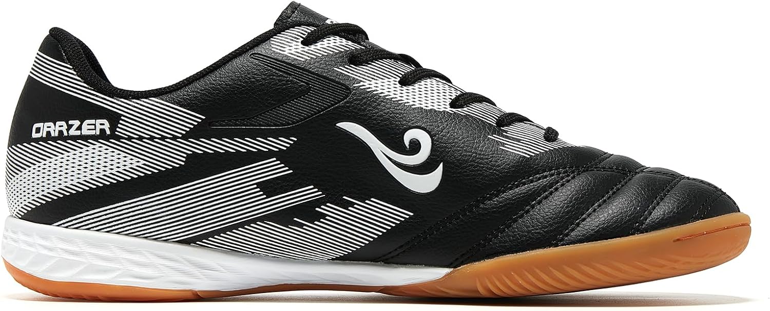 Men's Indoor Soccer Shoes for Futsal Sports Women's Trainer Athletic Flat Outsole Training Rubber Sneaker Black/White - Image 2