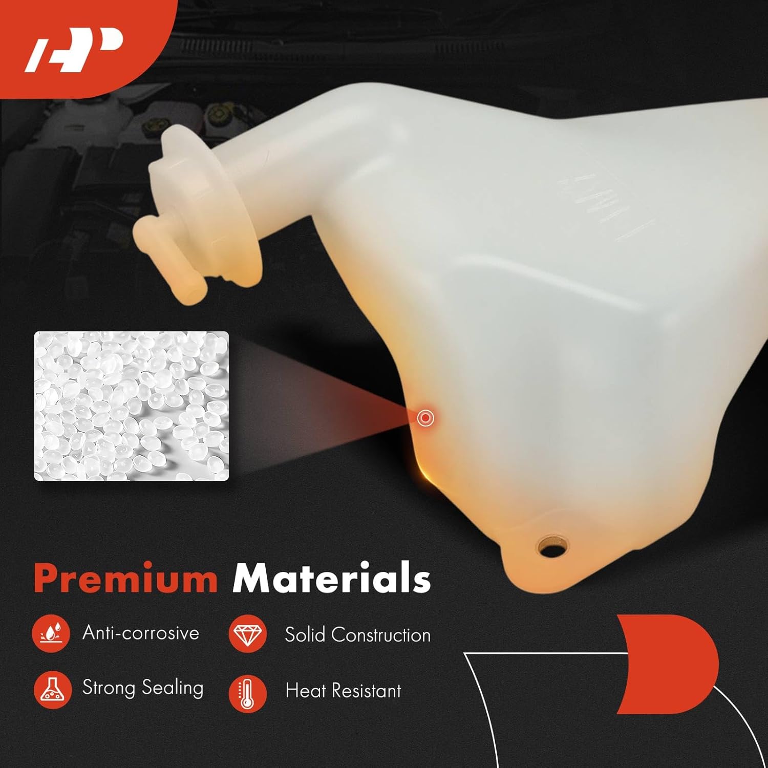 A-Premium Engine Coolant Overflow Recovery Reservoir Tank [with Cap & Bracket & Hose] Compatible with Honda Element 2003-2011 2.4L - Front