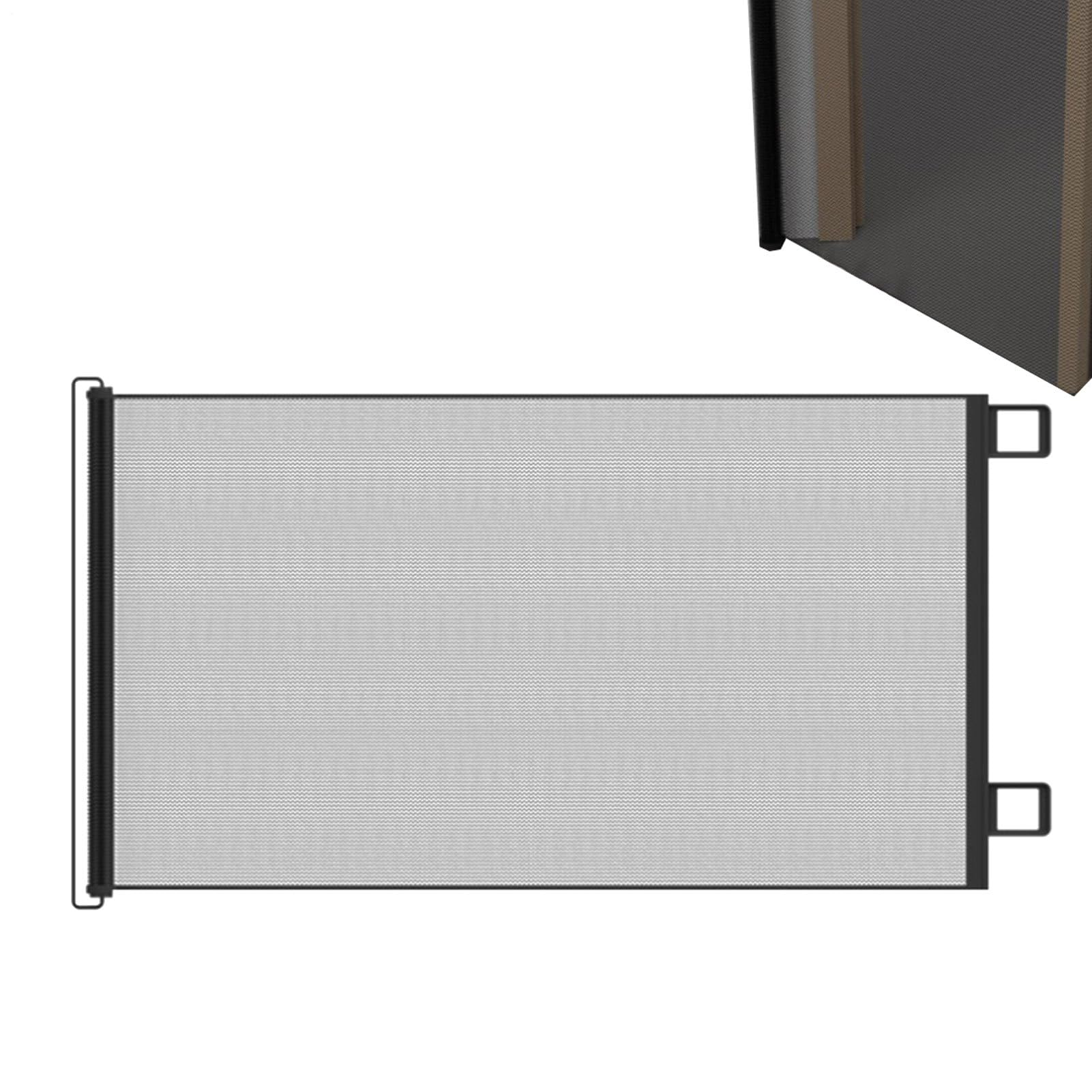 Retractable Pet Gate, No-Drill Childproof Baby Gate 43.31x31.5 Inches, Stair Door Partition with Mesh Net, Adjustable Safety Barrier for Dogs, Cats, Deck, Kitchen, Porch, Fireplace