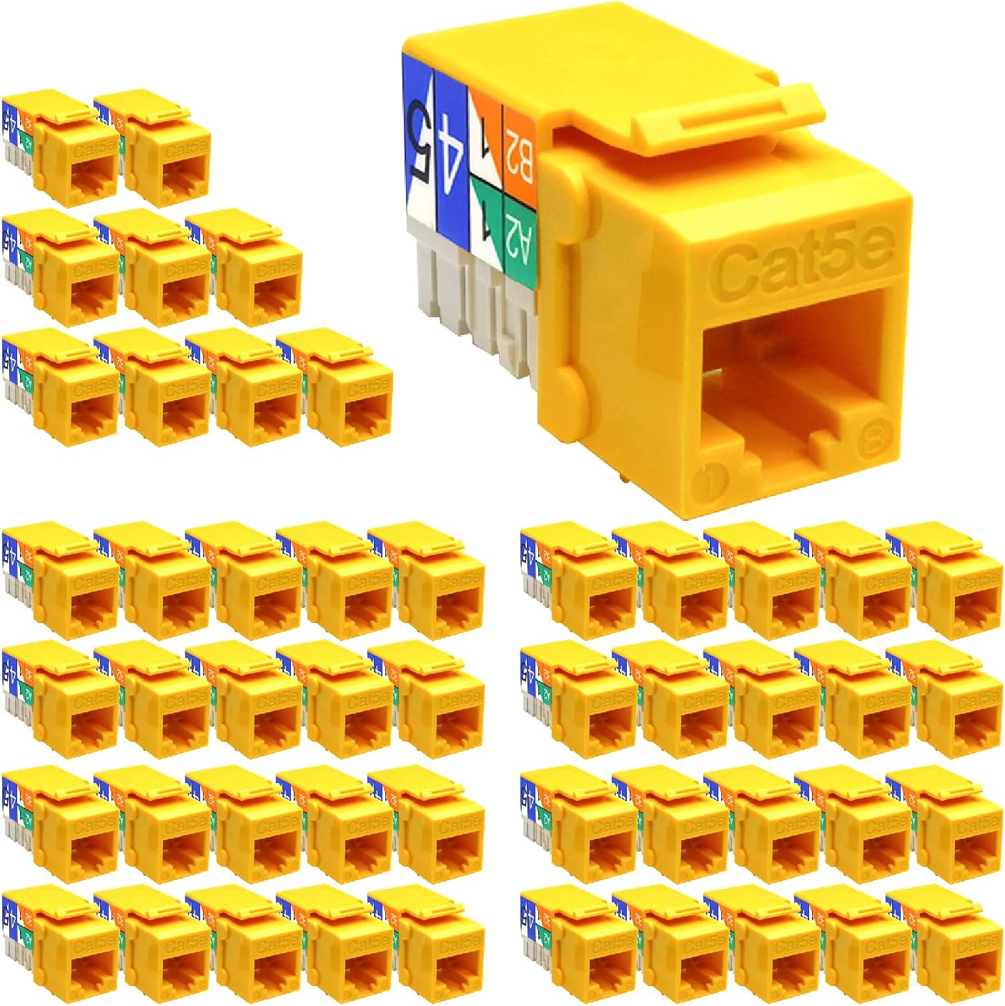 Cat.5E RJ45 110 Type Keystone Jacks (Cat.5E, 50-Pack, White)