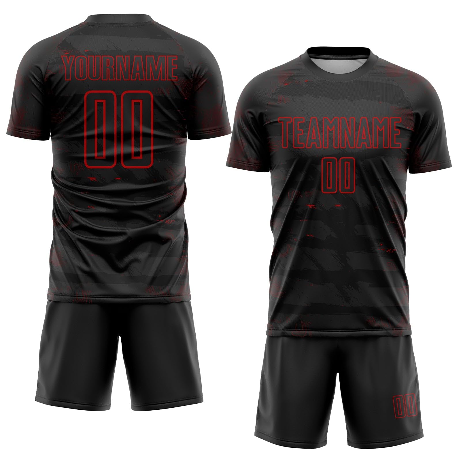 Custom Soccer Jerseys for Boys Men Women Youth, Black Red Personalized Soccer Jersey Printed Name Number Logo Sports Jersey