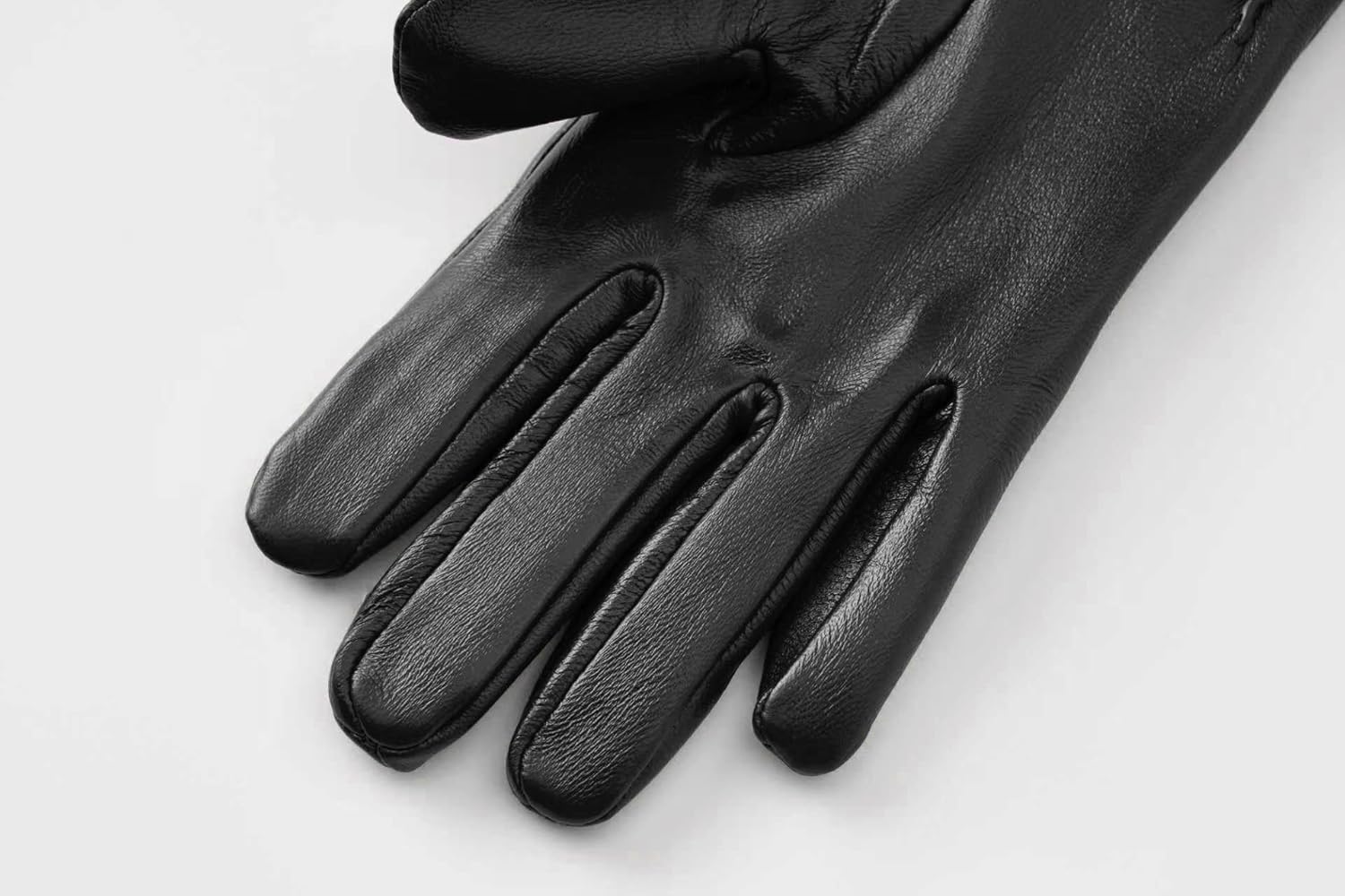 Womens Winter Leather Gloves -TouchScreen Warm Wool Lined Texting Driving Gloves - Image 4