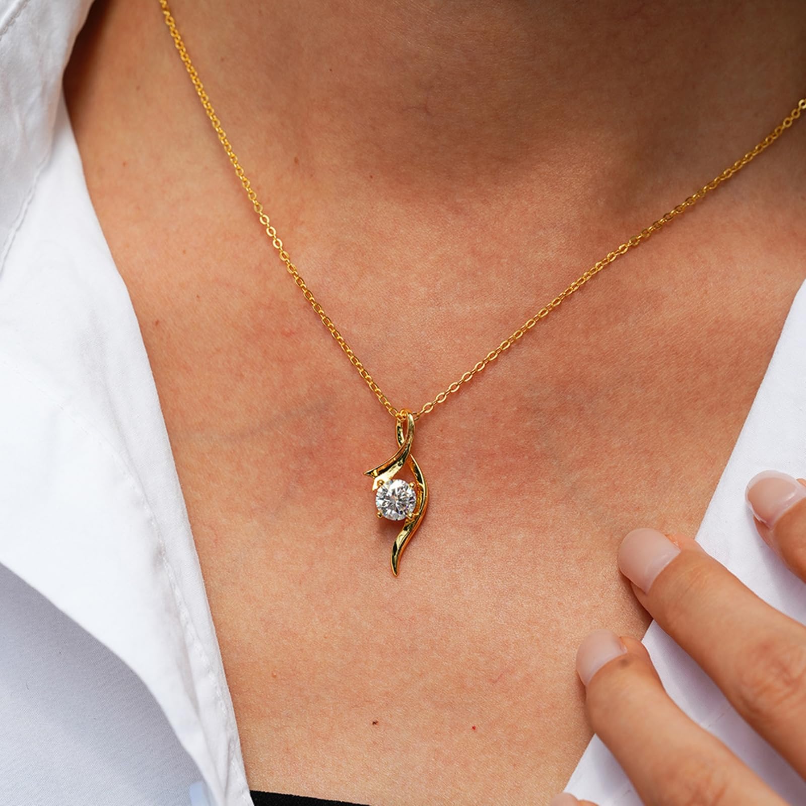 Collar infinito de oro de 9/14/18 quilates para mujer, collar con colgante redondo de moissanita de 1 quilate, oro real