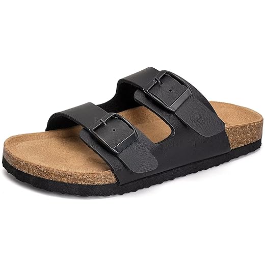 Torotto Kids Sandals Boys Girls Slide Summer Non-slip Cork Glitter Toddler Slippers with Adjustable Straps for Indoor & Outdoor