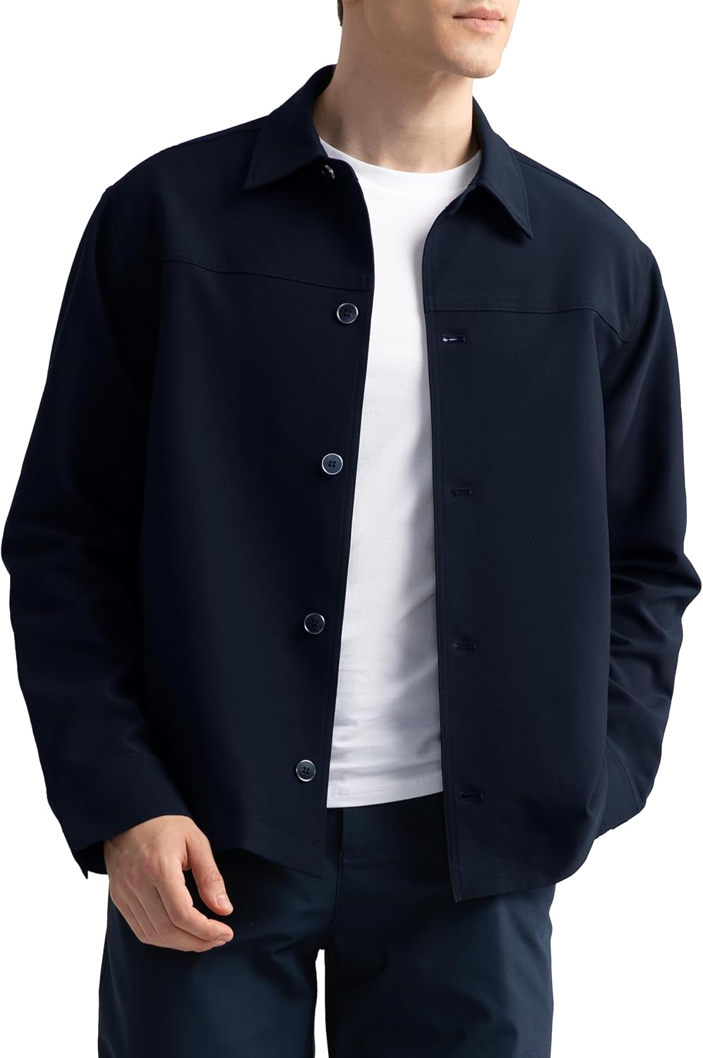 HISDERN FLEX 531 Men's Button Down Shirt Jacket Comfy Lightweight Design for Business Casual and Social Events with Pockets