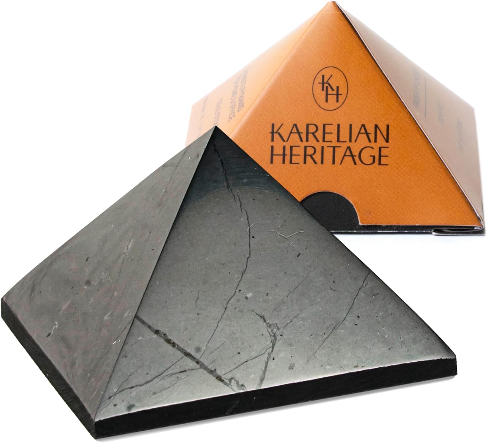 Authentic Shungite Pyramid Polished 2" (5cm), Premium Protection Crystals for House & Office,Karelian Black Stone Energy Pyramid for Root Chakra Meditation, Grounding & Negative Energy Blocker
