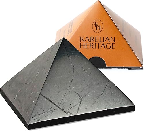 Karelian Heritage Pirámide de Shungite  Pirámide de cristal para curación de reiki, meditación de chakras, generador de energía PP03