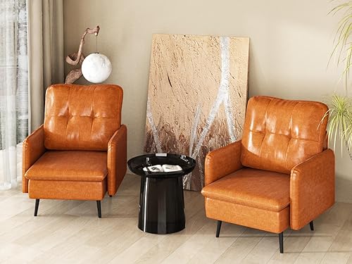 AWQM Paquete de 2 sillas decorativas, silla de lectura tapizada marrón con brazos, sillón de piel sintética para sala de estar, sofá con patas de disponible en Yaxa Venezuela