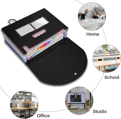 Miniatura 2 de Albiuerty - Carpetas de archivos expandibles, 24 bolsillos + 12 bolsillos, organizador de archivos de acordeón con tamaño A4, ligero, resistente al