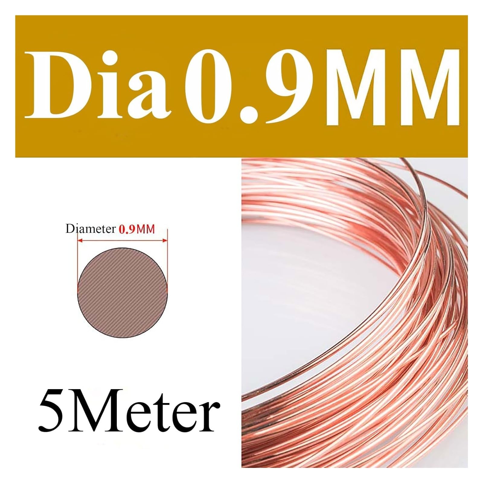 1 pieza de alambre de cobre de 0,7-1 mm, 5 m for manualidades de joyería