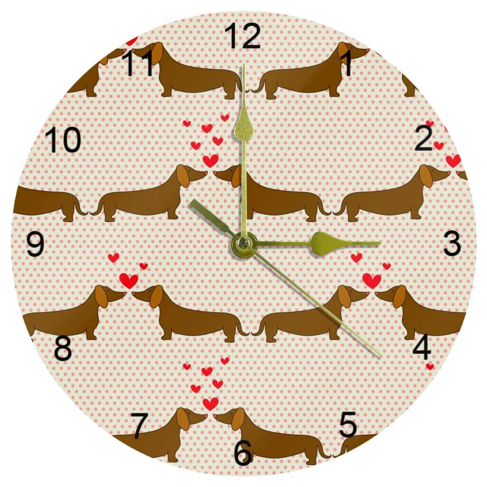 Horloge murale silencieuse teckel 25,4 cm à chiffres arabes pour maison et école