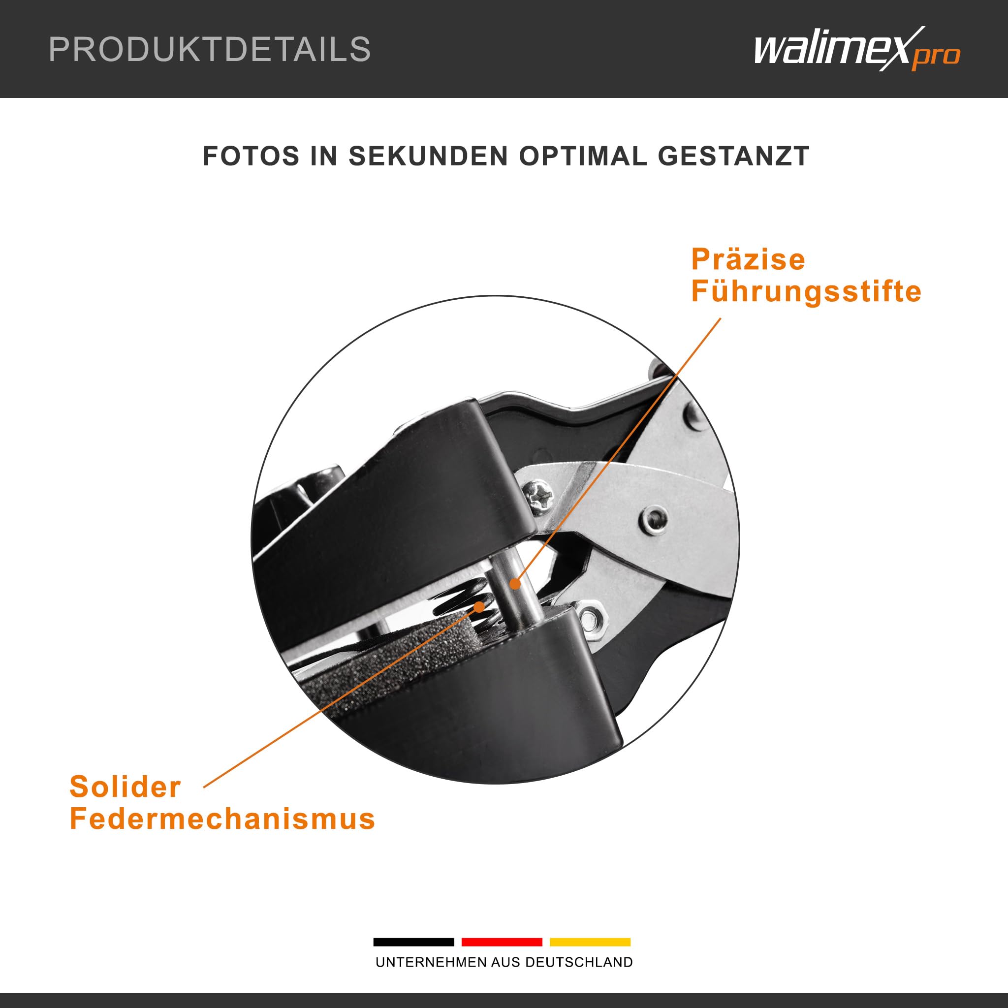 Walimex pro Passbildstanze 35 x 45 mm, Fotostanze mit ergonomischem Griff, Handstanze für professionelle Passbilder, Stanze für saubere Schnittkanten