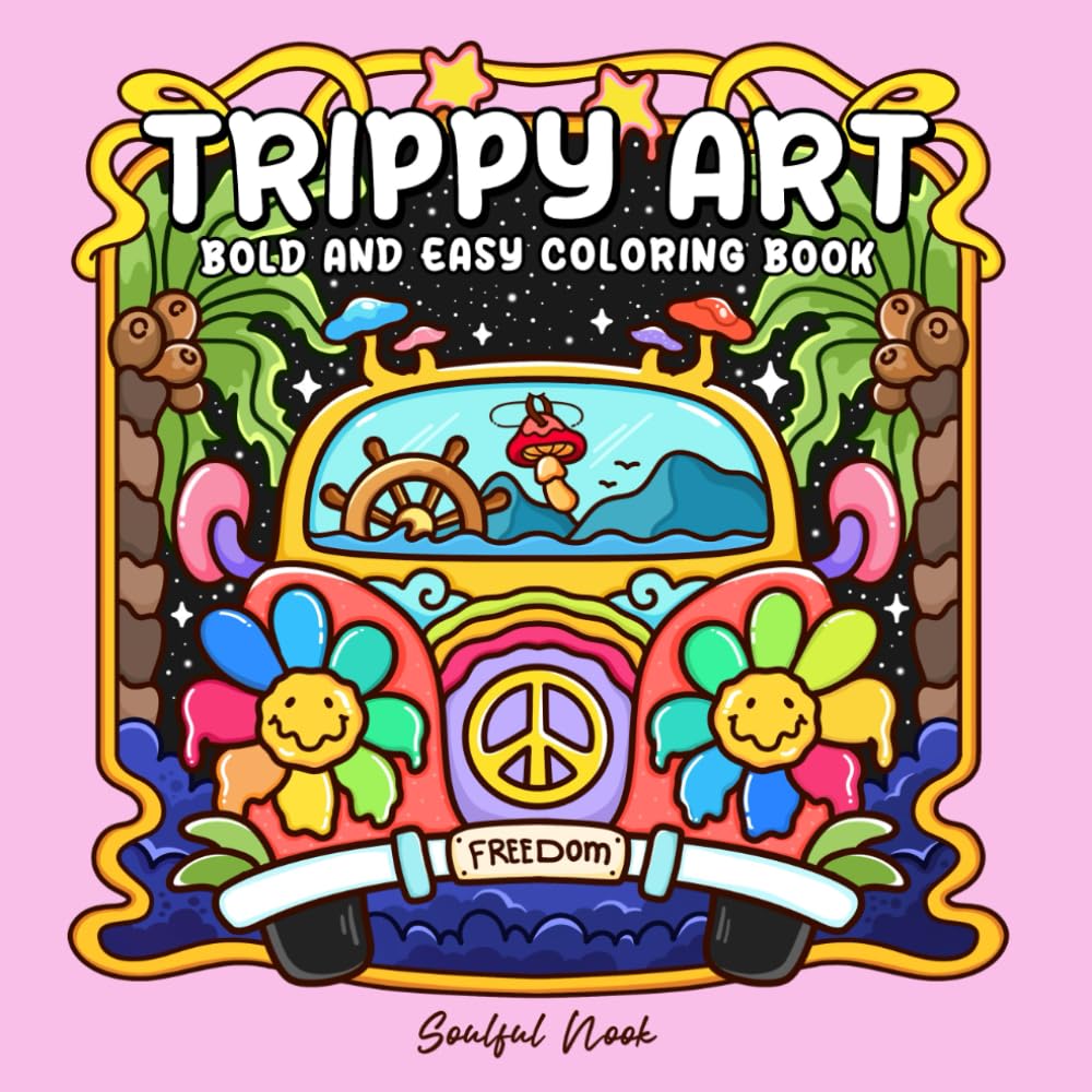 Trippy Art: Psychedelic-Inspired Coloring Book for Adults and Teens Featuring Fantasy Realms and Hypnotic Patterns for Stress Relief
