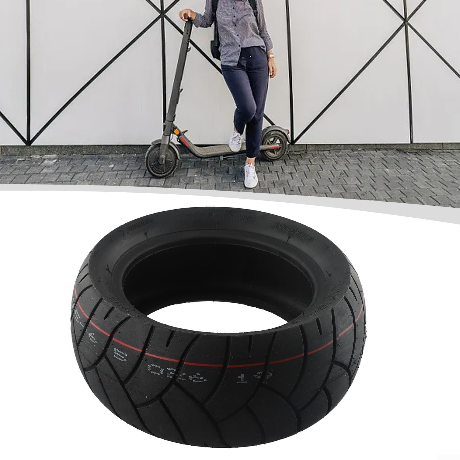 Pneu de rechange au format 100/55-6.5 et 90/65-6.5 sans chambre à air pour scooters électriques utilisés sur des terrains privés avec autorisation du propriétaire